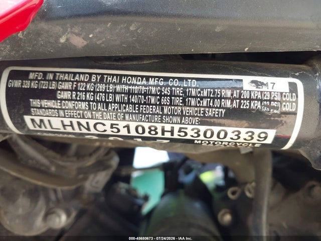 Honda Cbr300 R 2017 MLHNC5108H5300339 Image 10