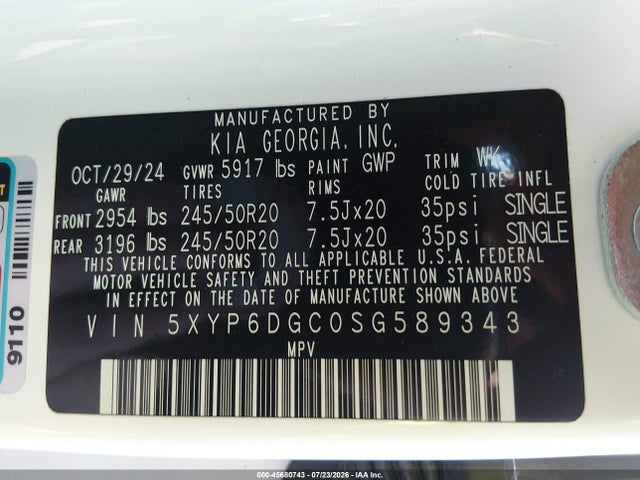 KIA Telluride S 2025 5XYP6DGC0SG589343 Image 9