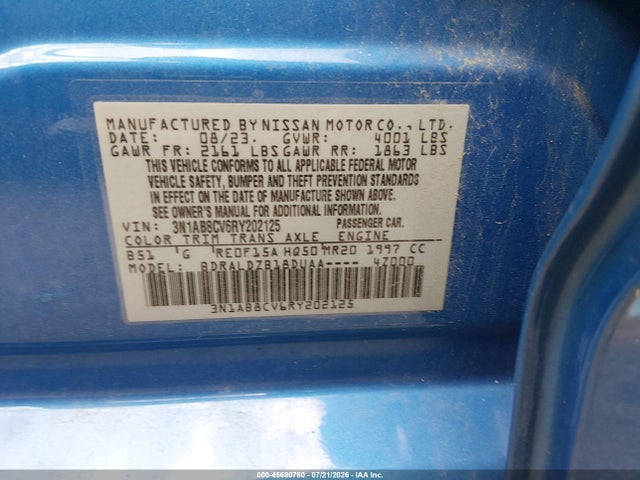 Продаж на аукціоні авто 2024 Nissan Sentra Sv Xtronic Cvt, vin: 3N1AB8CV6RY202125, номер лоту: 45680780