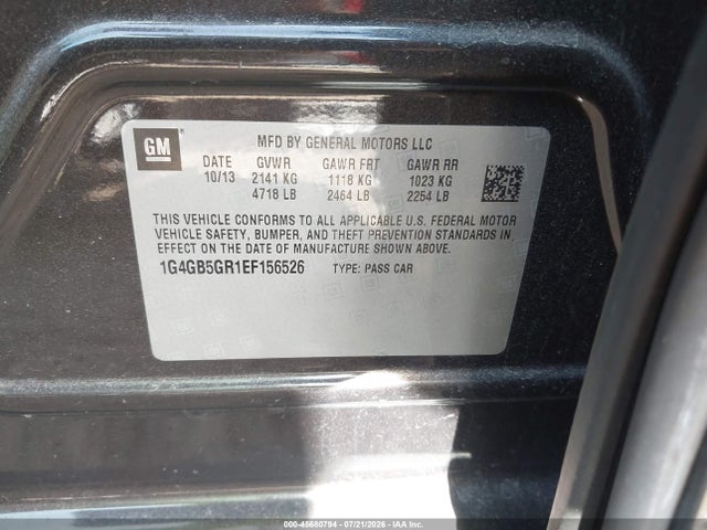 45680794 :رقم المزاد ، 1G4GB5GR1EF156526 vin ، 2014 Buick Lacrosse Leather Group مزاد بيع