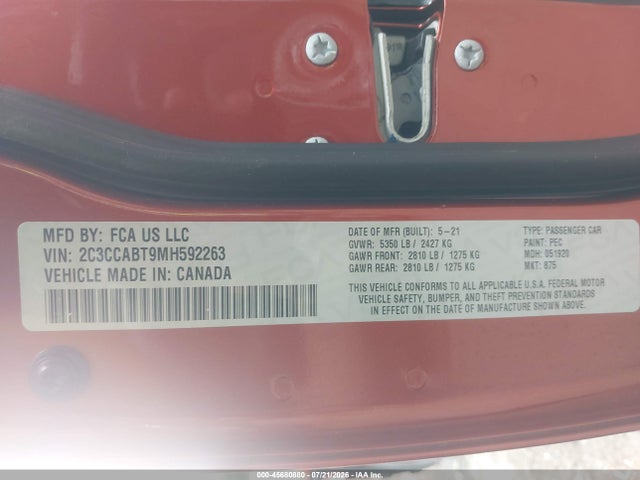 2021 Chrysler 300 300s მანქანა იყიდება აუქციონზე, vin: 2C3CCABT9MH592263, აუქციონის ნომერი: 45680880