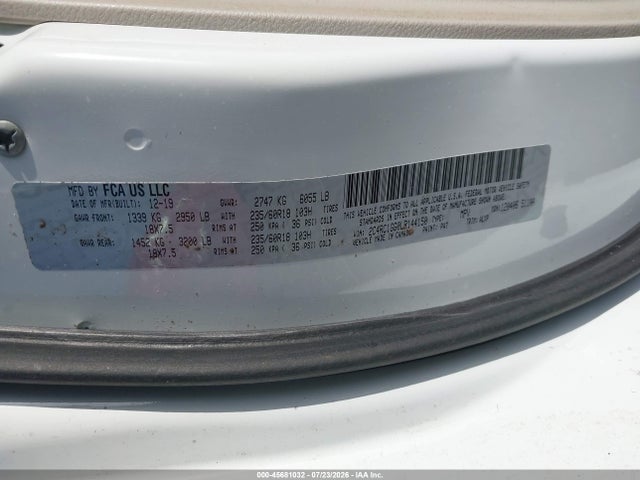 45681032 :رقم المزاد ، 2C4RC1GG0LR144150 vin ، 2020 Chrysler Pacifica Limited مزاد بيع