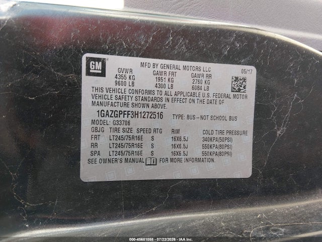 Chevrolet Express 3500 Lt 2017 1GAZGPFF3H1272516 Image 9