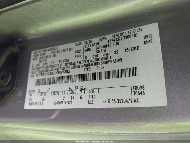 1FTEX1C4XLKF51292 Ford F-150 Xlt