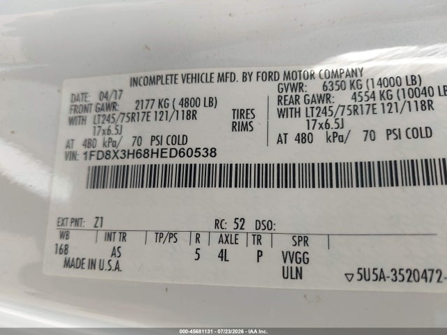 1FD8X3H68HED60538 Ford F-350 Chassis Xl