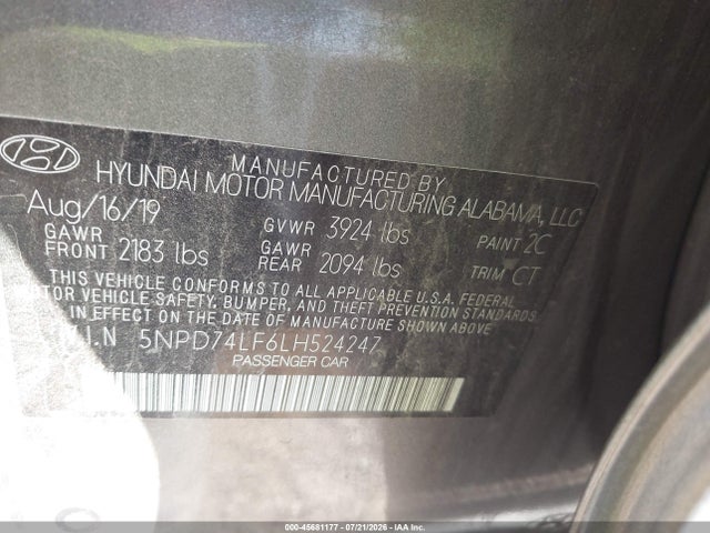 Hyundai ELANTRA SE 2020 5NPD74LF6LH524247 Image 9