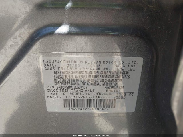 Продажа на аукционе авто 2020 Nissan Kicks S Xtronic Cvt, vin: 3N1CP5BV7LL507177, номер лота: 45681182