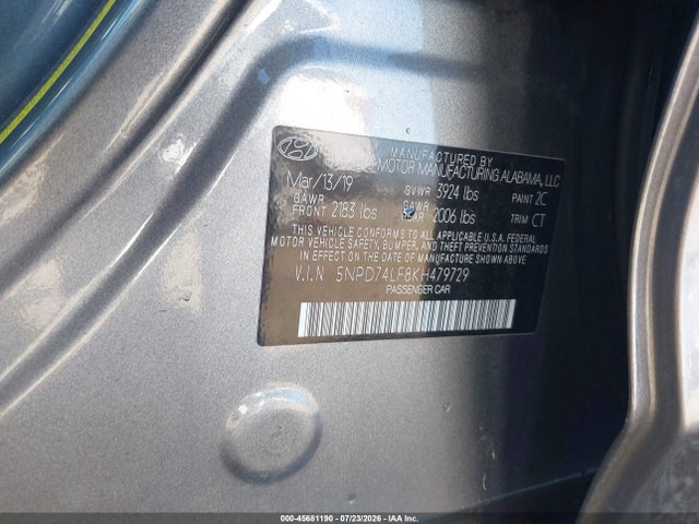 Hyundai ELANTRA SE 2019 5NPD74LF8KH479729 Image 9