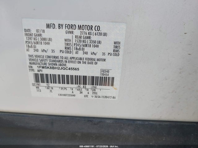 Ford Explorer 2018 1FM5K8BH2JGC45565 Image 9