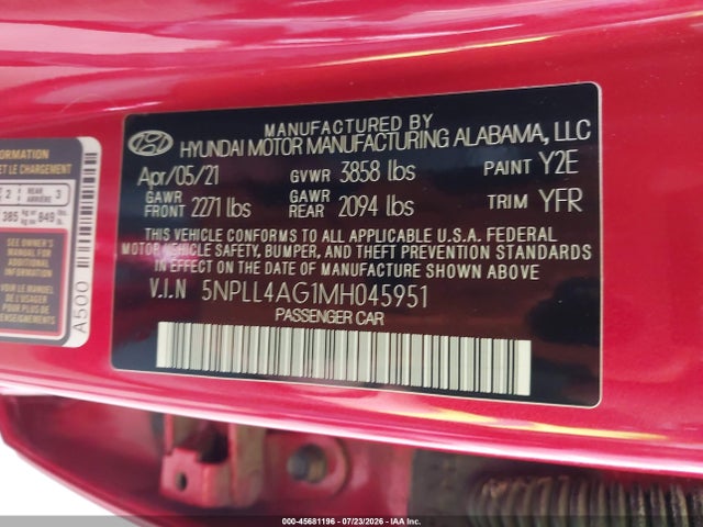 Hyundai ELANTRA SE 2021 5NPLL4AG1MH045951 Image 9