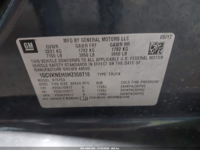 1GCVKNEH0HZ358718 Chevrolet Silverado 1500 Work Truck