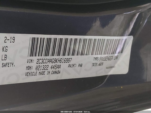 Aukcja sprzedaży 2019 Chrysler 300 Touring L, vin: 2C3CCAAG9KH616997, numer aukcji: 45681255