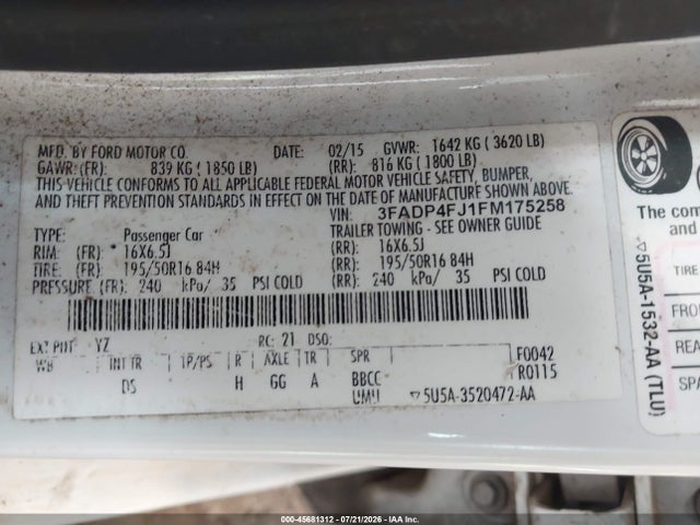 Ford Fiesta Titanium 2015 3FADP4FJ1FM175258 Image 9