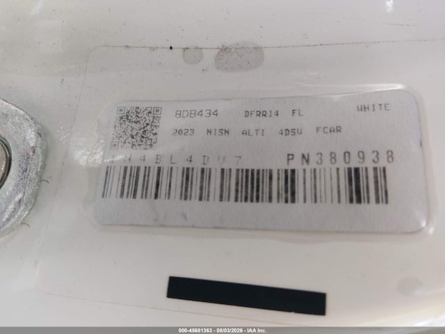 45681363 :رقم المزاد ، 1N4BL4DV7PN380938 vin ، 2023 Nissan Altima Sv Fwd مزاد بيع