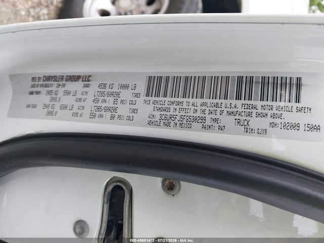 45681472 :رقم المزاد ، 3C6UR5FJ5FG530299 vin ، 2015 Ram 2500 Laramie مزاد بيع
