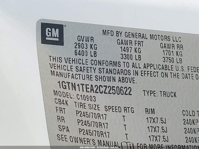 Aukcja sprzedaży 2012 Gmc Sierra 1500 Work Truck, vin: 1GTN1TEA2CZ250622, numer aukcji: 45681489