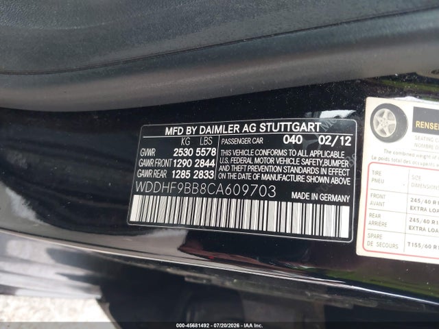 Aukcja sprzedaży 2012 Mercedes-benz E 550 4matic, vin: WDDHF9BB8CA609703, numer aukcji: 45681492