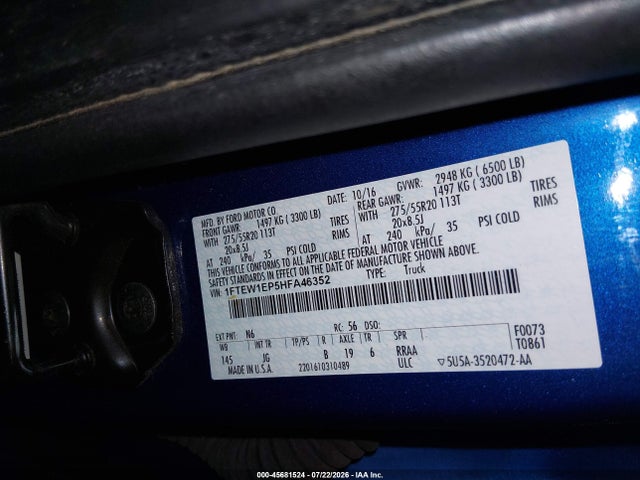 1FTEW1EP5HFA46352 Ford F-150 Xl