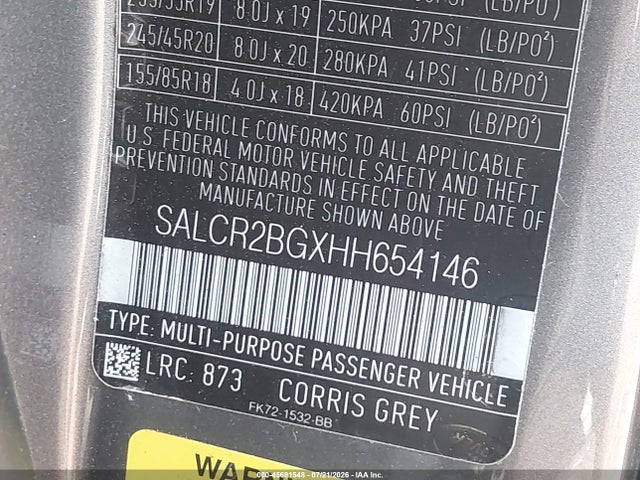 SALCR2BGXHH654146 Land Rover Discovery Sport Hse