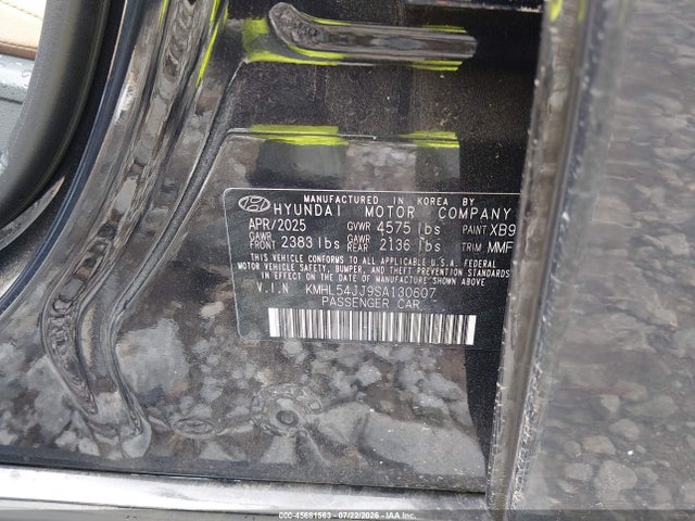 Продаж на аукціоні авто 2025 Hyundai Sonata Hybrid Limited, vin: KMHL54JJ9SA130607, номер лоту: 45681563