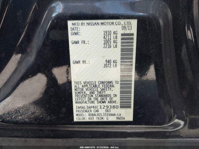 Nissan Altima 2.5 S 2014 1N4AL3AP4EC129380 Image 9