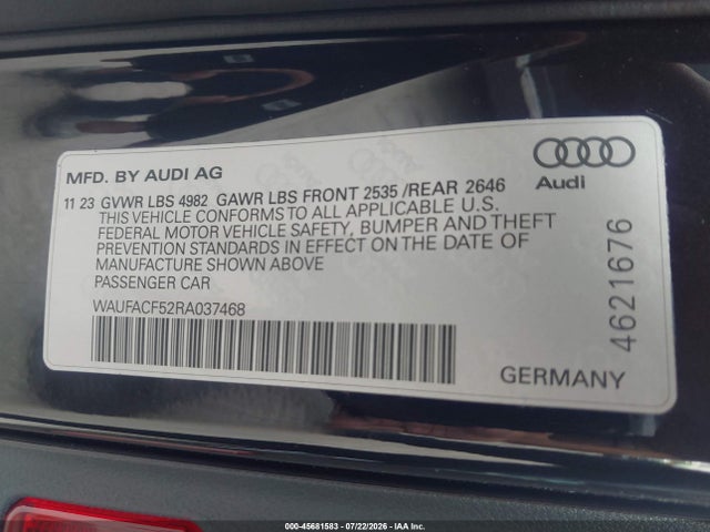 Продаж на аукціоні авто 2024 Audi A5 Sportback Premium Plus 45 Tfsi Quattro S Tronic, vin: WAUFACF52RA037468, номер лоту: 45681583