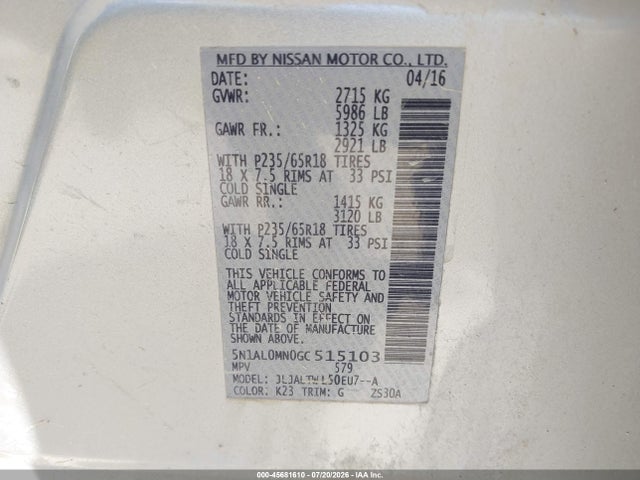 5N1AL0MN0GC515103 Infiniti QX60