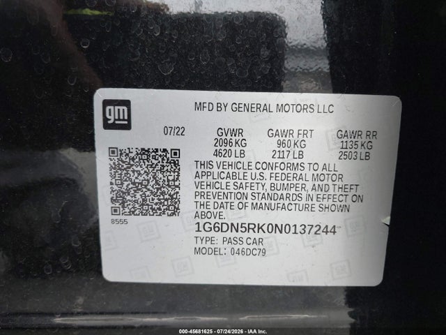 Продаж на аукціоні авто 2022 Cadillac Ct5 Premium Luxury, vin: 1G6DN5RK0N0137244, номер лоту: 45681625