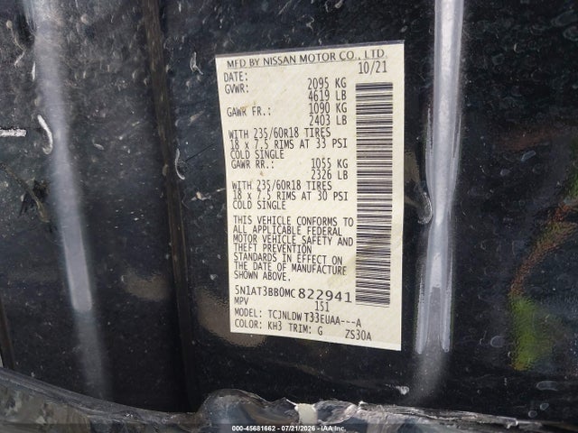 Продаж на аукціоні авто 2021 Nissan Rogue Sv Intelligent Awd, vin: 5N1AT3BB0MC822941, номер лоту: 45681662