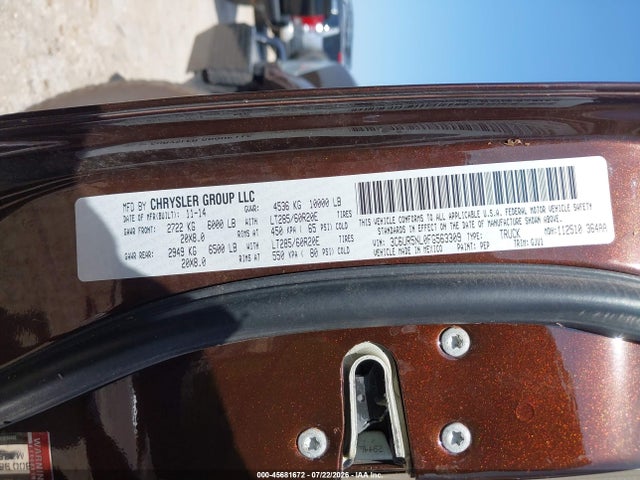 Продаж на аукціоні авто 2015 Ram 2500 Laramie, vin: 3C6UR5NL0FG563309, номер лоту: 45681672