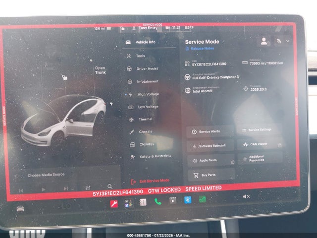 Aukcja sprzedaży 2020 Tesla Model 3 Performance Dual Motor All-wheel Drive, vin: 5YJ3E1EC2LF641390, numer aukcji: 45681750