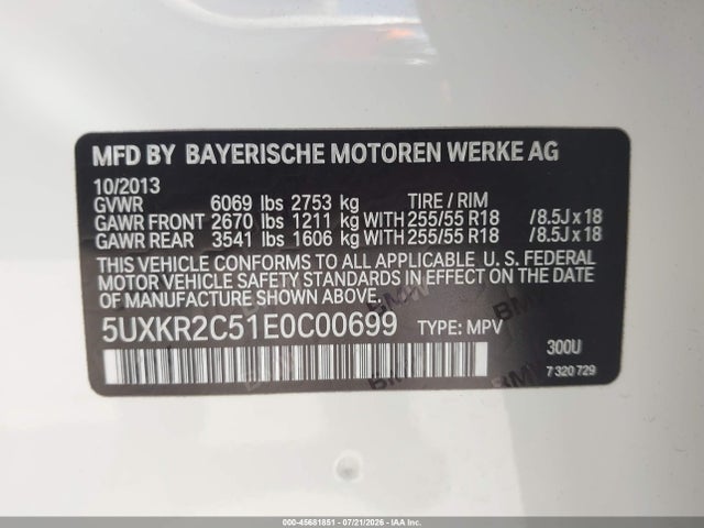Aukcja sprzedaży 2014 Bmw X5 Sdrive35i, vin: 5UXKR2C51E0C00699, numer aukcji: 45681851