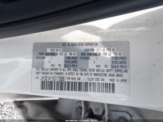 Aukcja sprzedaży 2014 Mazda Mazda2 Sport, vin: JM1DE1KY1E0172699, numer aukcji: 45681854