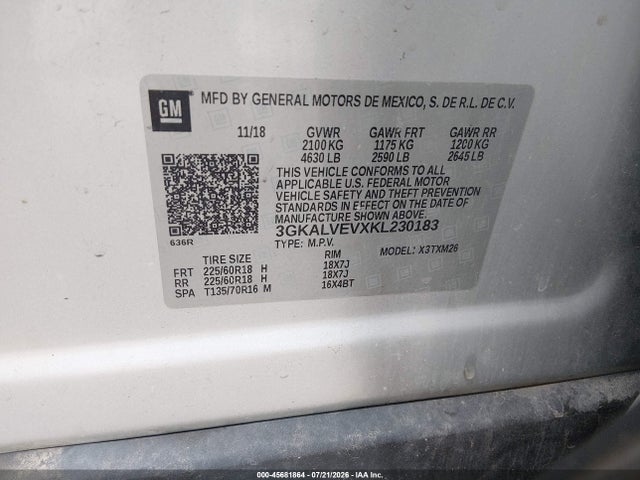 Продажа на аукционе авто 2019 Gmc Terrain Slt, vin: 3GKALVEVXKL230183, номер лота: 45681864