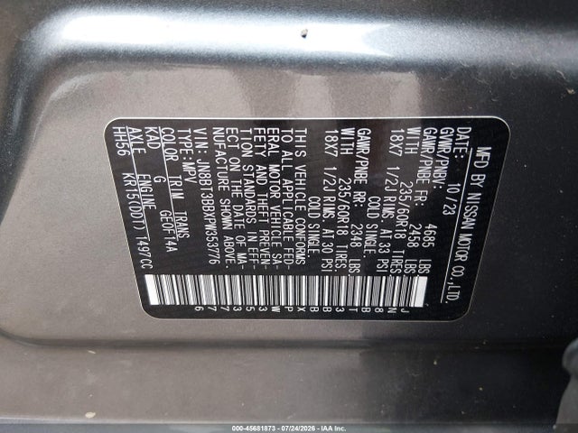 Продажа на аукционе авто 2023 Nissan Rogue Sv Intelligent Awd, vin: JN8BT3BBXPW353776, номер лота: 45681873