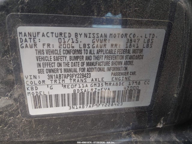 Nissan SENTRA SR 2015 3N1AB7AP9FY228423 Image 9