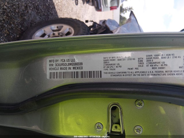 45681953 :رقم المزاد ، 3C6UR5DL8MG580339 vin ، 2021 Ram 2500 Big Horn  4x4 6'4 Box مزاد بيع