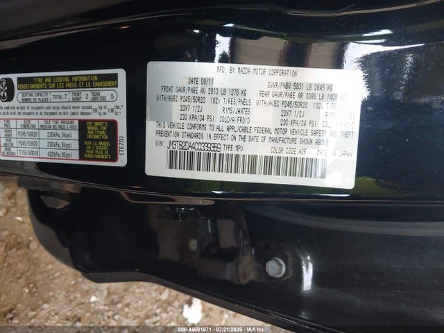 Aukcja sprzedaży 2012 Mazda Cx-9 Grand Touring, vin: JM3TB2DA4C0339359, numer aukcji: 45681971