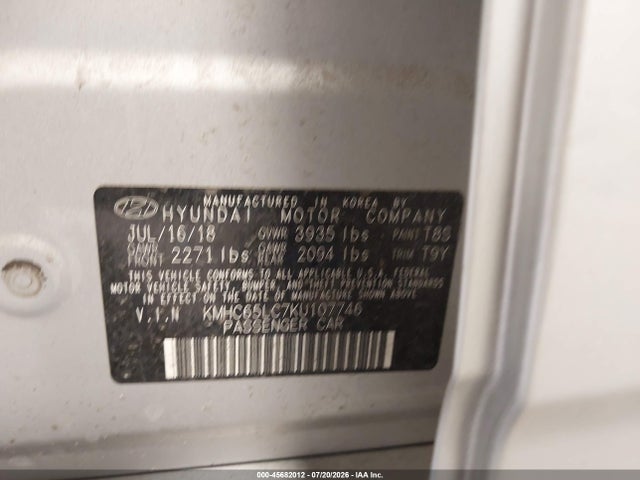 Продажа на аукционе авто 2019 Hyundai Ioniq Hybrid Blue, vin: KMHC65LC7KU107746, номер лота: 45682012