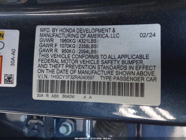 Honda ACCORD EX 2024 1HGCY1F32RA040697 Image 9
