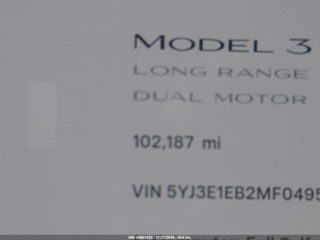 Продажа на аукционе авто 2021 Tesla Model 3 Long Range Dual Motor All-wheel Drive, vin: 5YJ3E1EB2MF049562, номер лота: 45682023