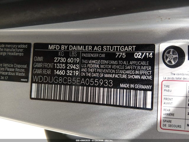 Aukcja sprzedaży 2014 Mercedes-benz S 550, vin: WDDUG8CB5EA055933, numer aukcji: 45682025