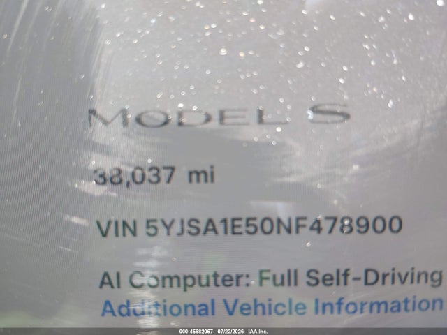 Продаж на аукціоні авто 2022 Tesla Model S Dual Motor All-wheel Drive, vin: 5YJSA1E50NF478900, номер лоту: 45682067