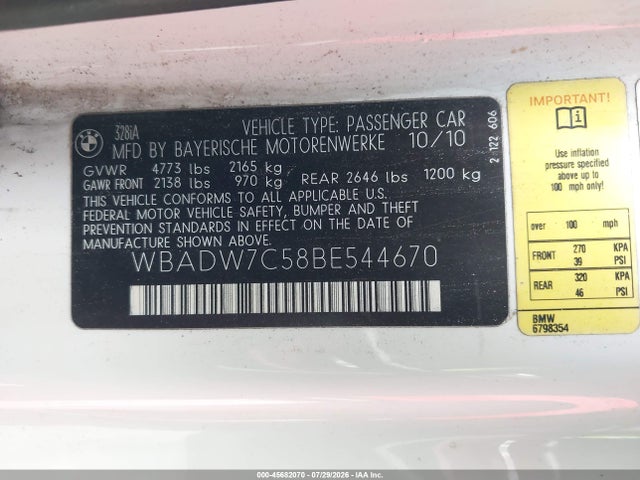 Продаж на аукціоні авто 2011 Bmw 328i, vin: WBADW7C58BE544670, номер лоту: 45682070
