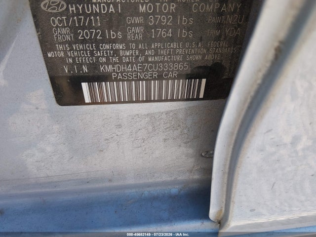 Продаж на аукціоні авто 2012 Hyundai Elantra Limited (ulsan Plant), vin: KMHDH4AE7CU333865, номер лоту: 45682149