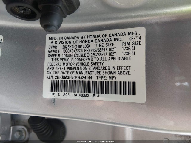 Aukcja sprzedaży 2014 Honda Cr-v Ex-l, vin: 2HKRM3H70EH524144, numer aukcji: 45682153