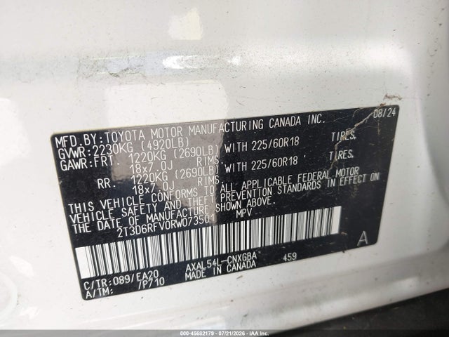 2T3D6RFV0RW073501 Toyota Rav4 Hybrid Limited