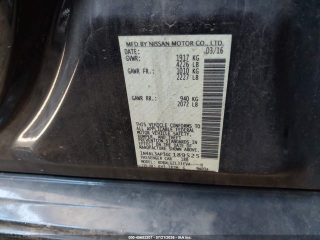Nissan Altima 2.5 S 2016 1N4AL3AP3GC189525 Image 9