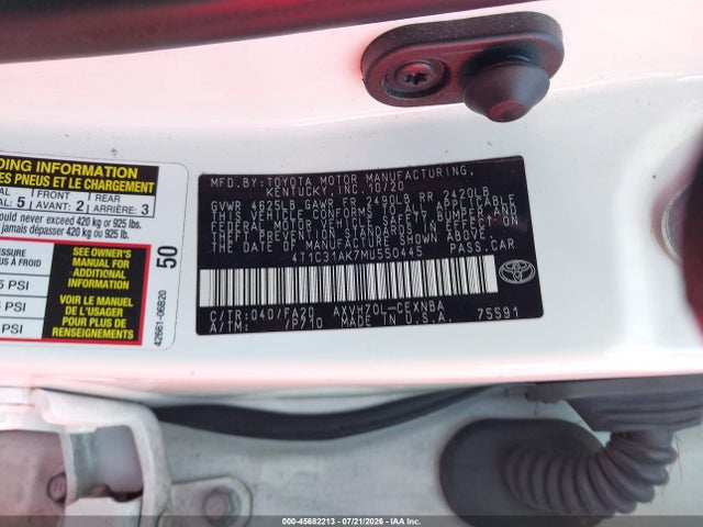 4T1C31AK7MU550445 Toyota Camry Le Hybrid