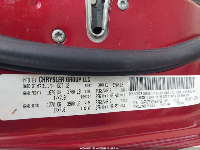 2013 Ram 1500 Tradesman მანქანა იყიდება აუქციონზე, vin: 1C6RR6FPXDS529798, აუქციონის ნომერი: 45682228